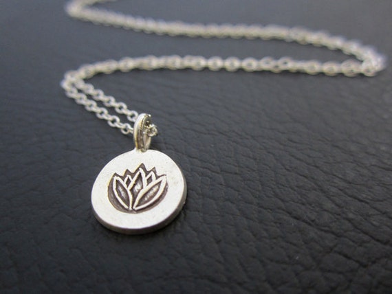 Lotus Necklace silver Lotus pendant necklace Meditation