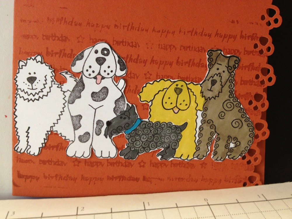 Handmade birthday card w/ mutts. Wish the dog lover in your