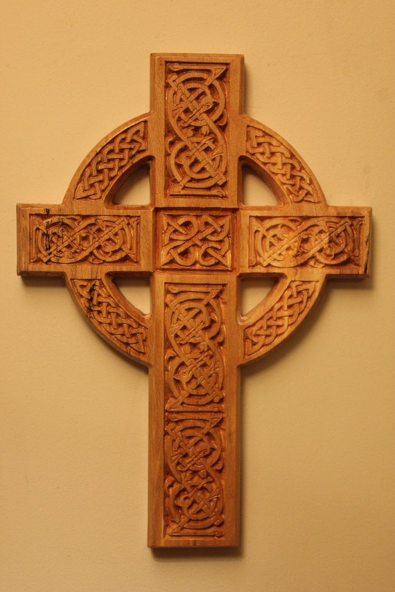carved wooden celtic cross