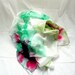 Emerald Silk Scarf. Hand Painted square Silk Scarf. Olive, Ruby Red Silk Shawl. Watercolor Fashion. 35x35 in. (90x90cm). Ready to Ship.