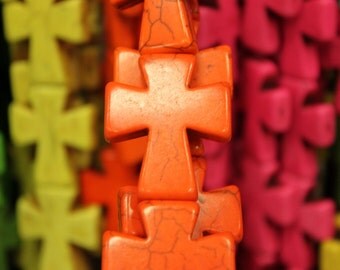 SALE Howlite Turquoise Cross, SALE 30x35mm, 11pieces