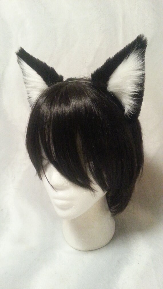 Velvety black cat ears - headband