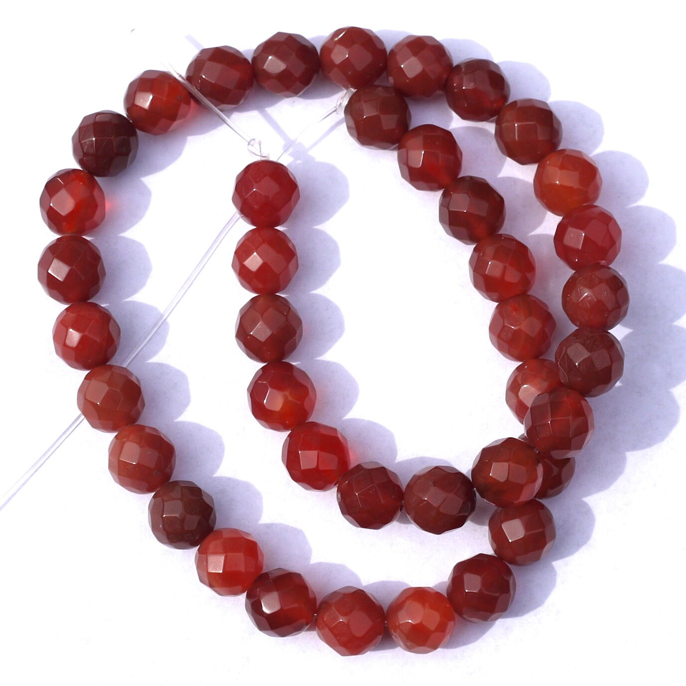 Carnelian Beads Dark Red Orange Gemstone Round Faceted Beads