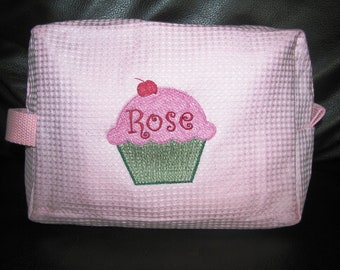 Custom Waffle Cosmetic Bag With Personalized Cupcake
