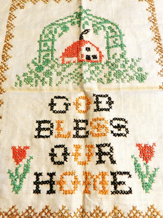 Cross Stitch Sampler God Bless Our Home