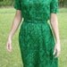 Vintage rockabilly dress green knit 1960s lined with matching belt