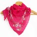 Shawl, Floral scarf, Triangle fabric scarf, Embellished with processed flakes, Authentic, Romantic, Elegant, Pink, Cotton fabric shawl