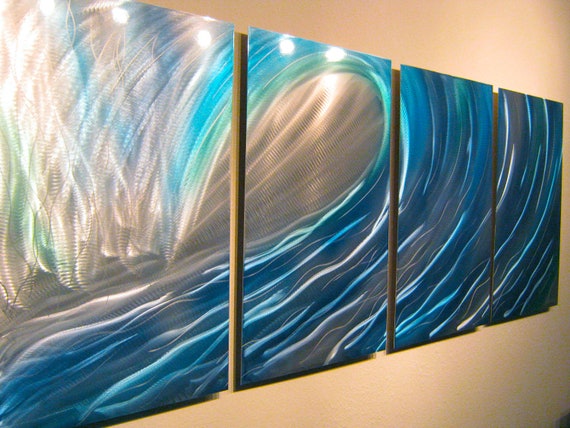 Metal Art Wall Art Decor Abstract Contemporary Modern Sculpture Hanging Zen Textured Nature Water- Wave 1