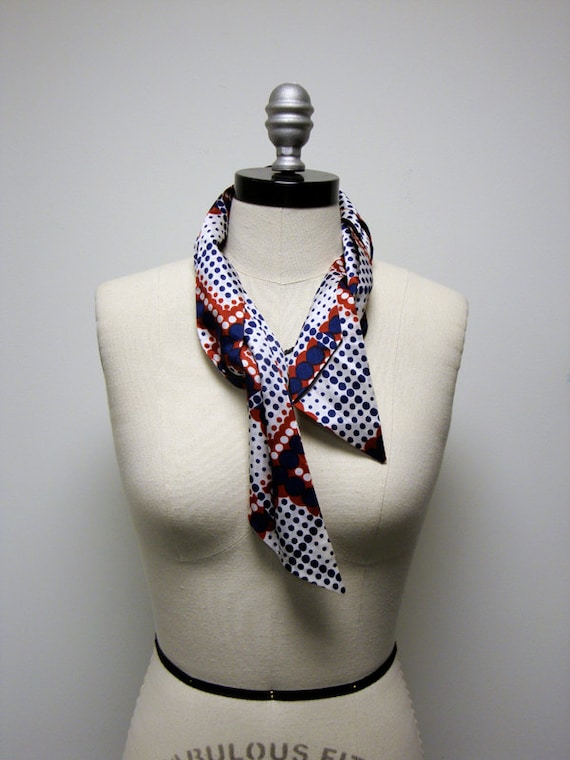 Vintage 1970s Scarf // 70s Polka Dot Scarf by BrassGiraffeVintage