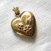 Vintage Heart Pendant Locket pretty etched repousse Floral