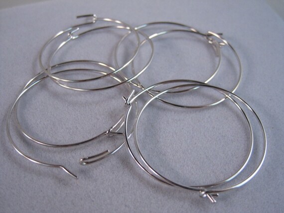 Silver Hoop Earrings, White gold Plated Brass, 30mm Hoop Earrings ...