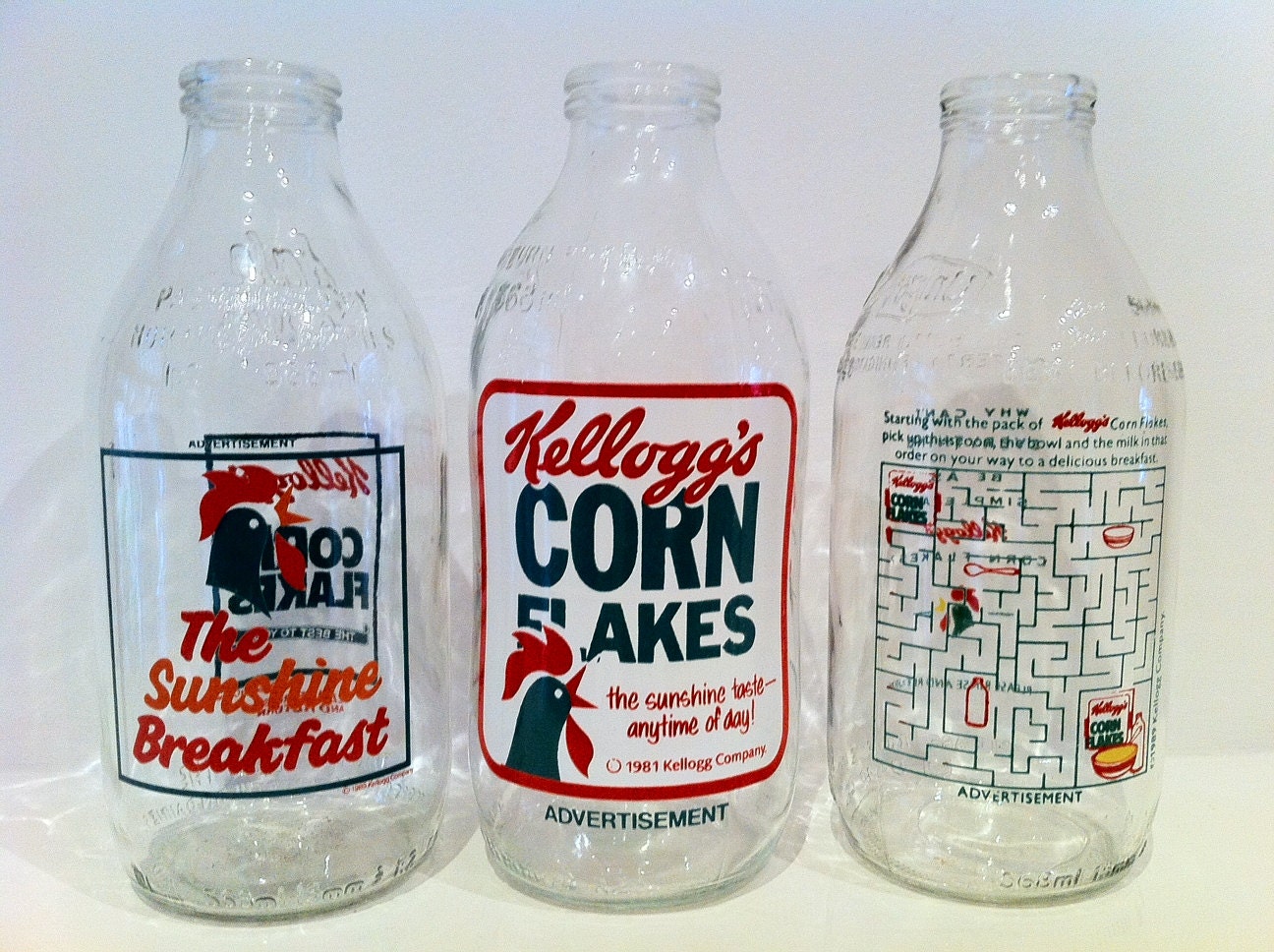 Vintage Milk Bottle Advertising Breakfast Cereal Kellogg's