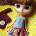 Outfit for Blythe: Dress, Tiara and Sweater. (Japanese fabric - Argentina wool ).