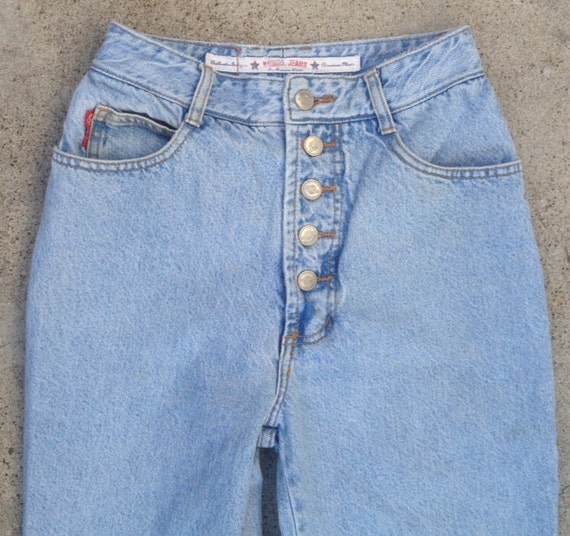 button fly high waisted bongo jeans worn in well vintage size