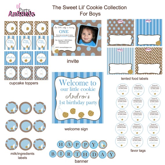 DIY Printable Milk and Cookies Party Package BOYS Il_570xn
