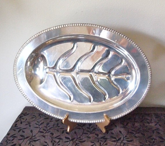Vintage Silver Meat Platter Turkey Platter Serving Tray Footed