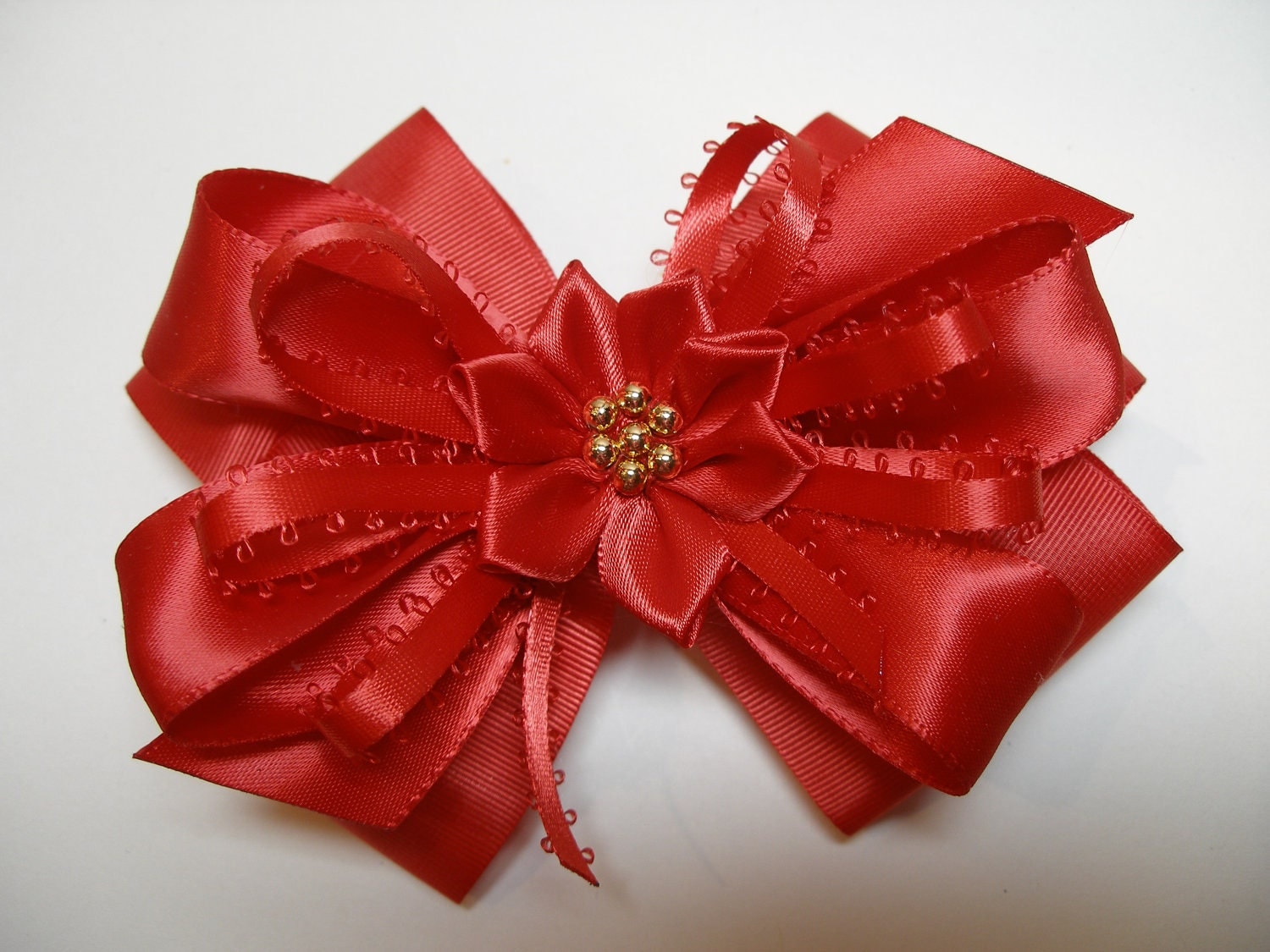 Big Christmas red Hair Bow Large Satin Grosgrain by HareBizBows Big Christmas red Hair Bow Large Satin Grosgrain by HareBizBows