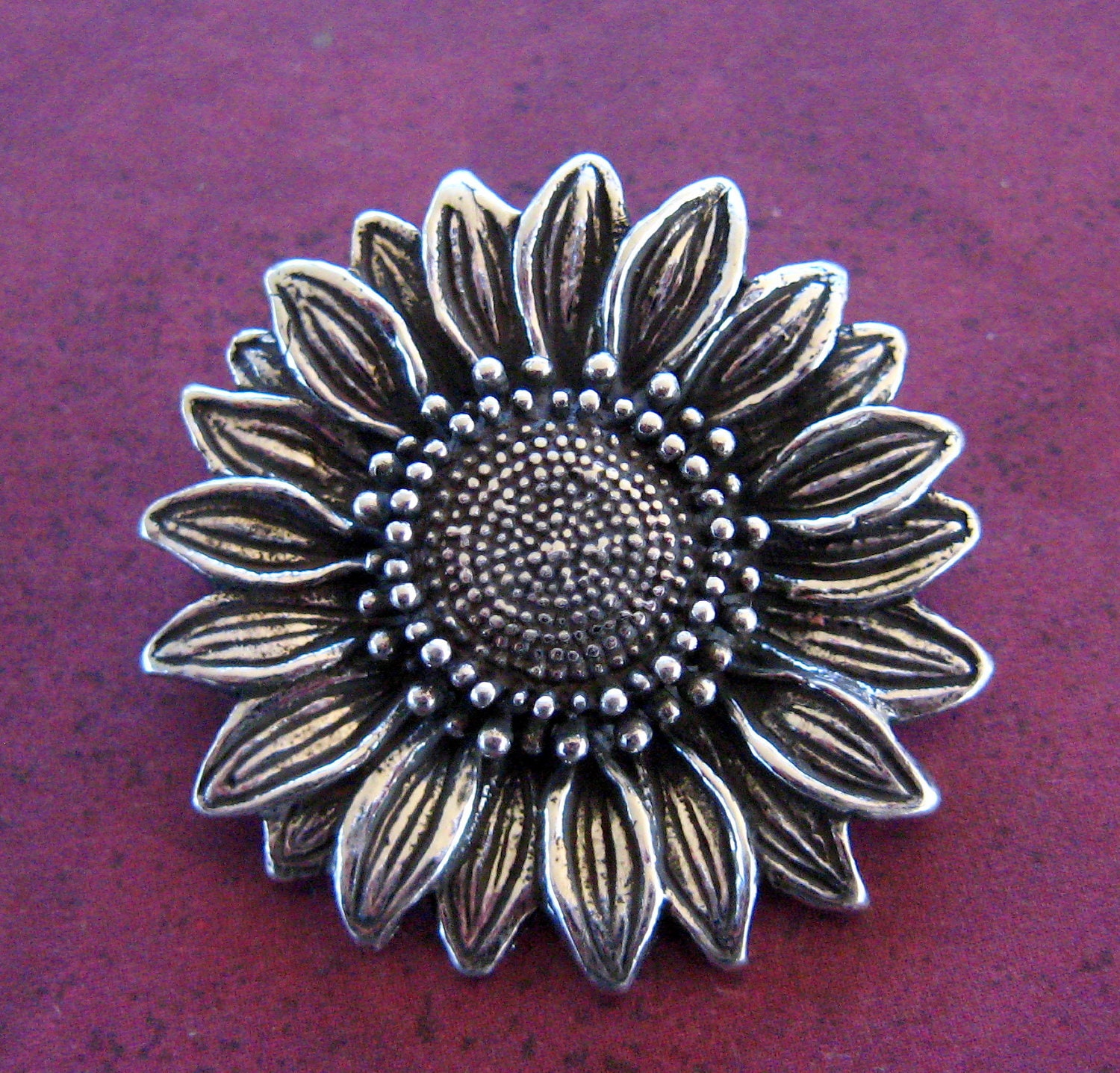 STERLING SILVER SUNFLOWER Pendant Bead Focal with Ornate Fancy