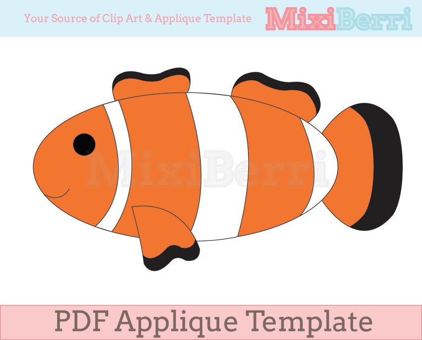 Fish Clown Fish Applique Template PDF