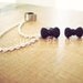Black Dainty Bow Stud Ear Cuff Set with Silver Chainmaille