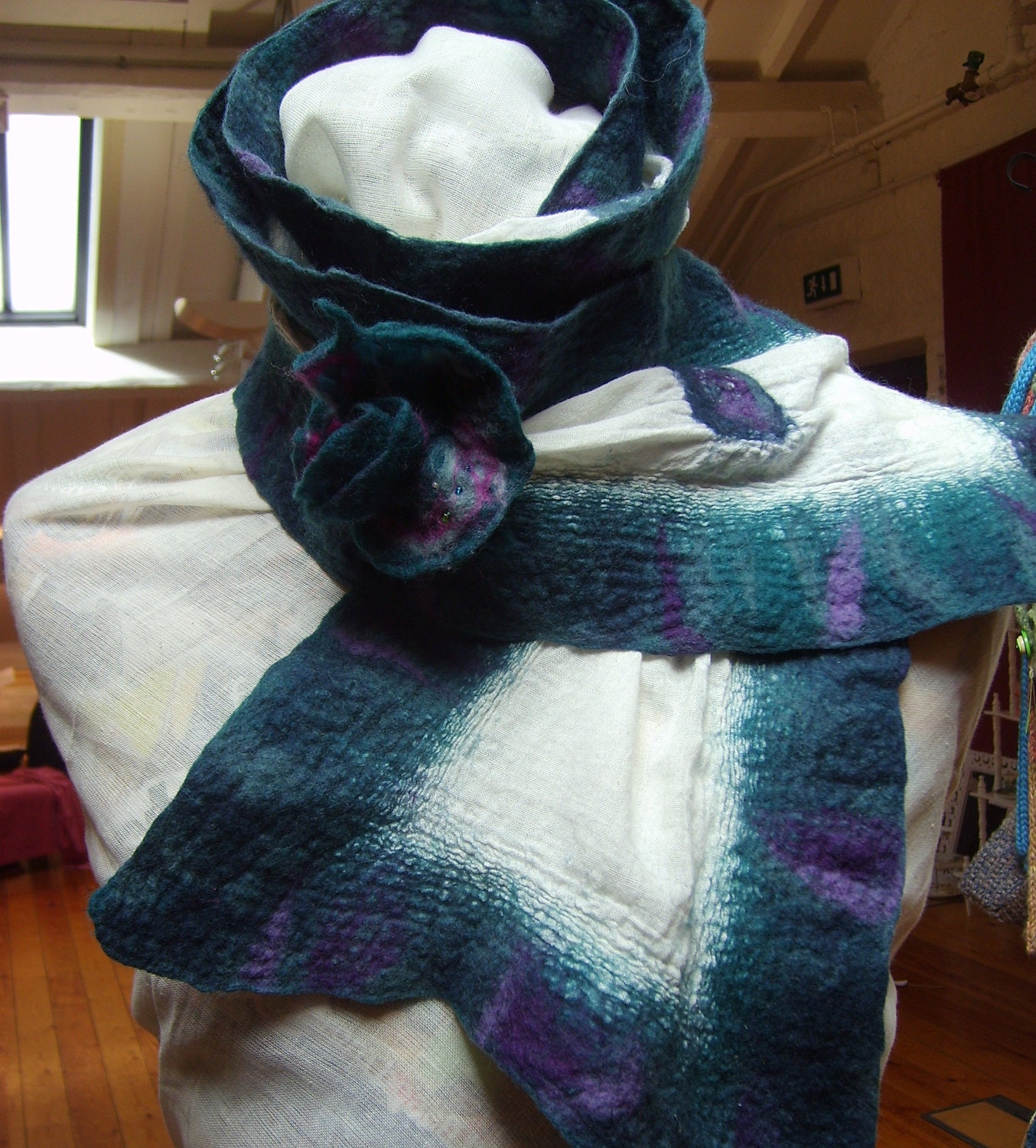 Felt scarf / wool felted scarf / handmade felted by Beautifulfelts