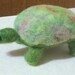 handmade green turtle wrist pincushion, OOAK, sheep wool, needle felted,primitive