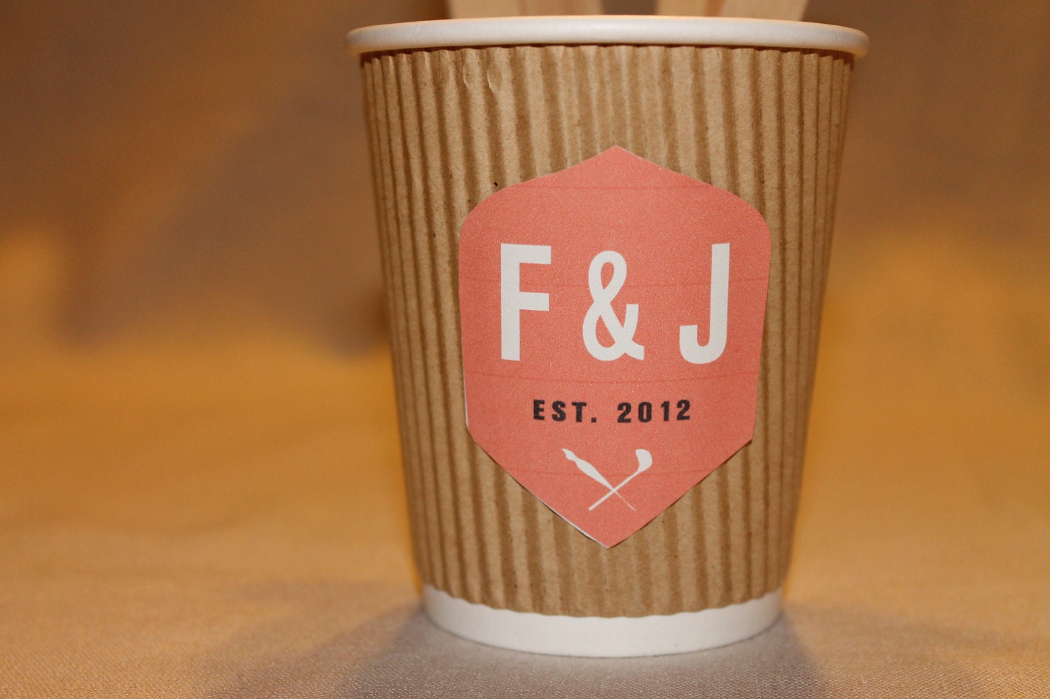 20 8 oz Kraft Ripple Paper Cups with CUSTOM Stickers