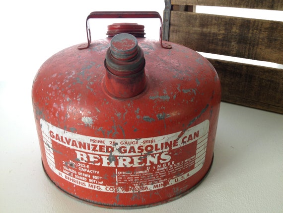 Vintage Large Galvanized Gas Can With Great Patina Red And   Il 570xN.400017793 Cecp 