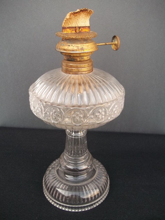 Antique Oil Lamp Clear Glass Base Climax by gorbysartandantiques