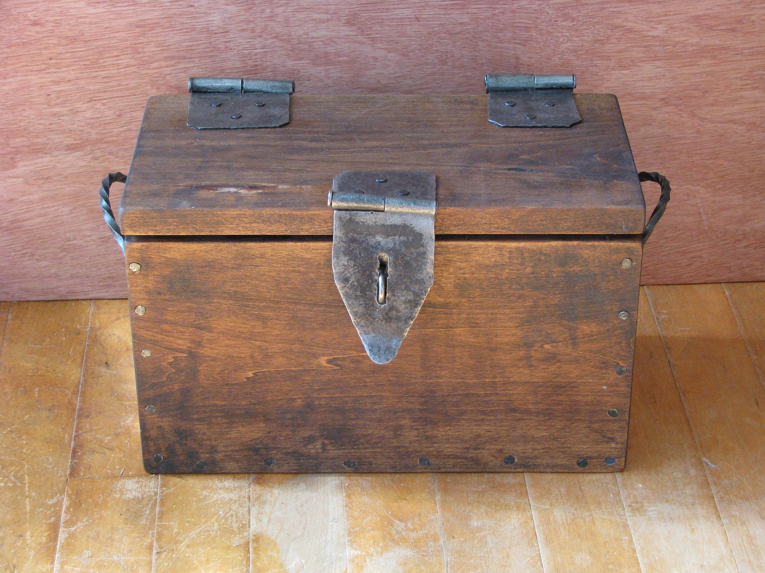 rustic box with hand hardware