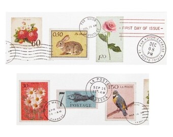 MT Ex postage stamps wide washi tape sampler - 1 metre (3 ft)