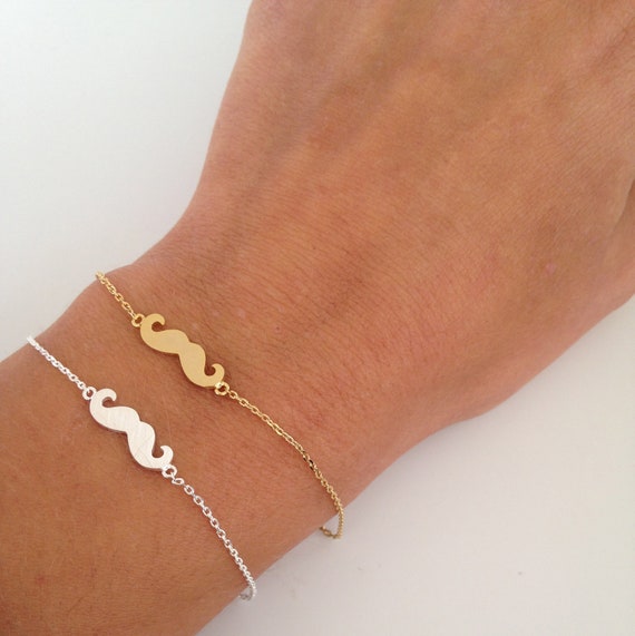 Mustache bracelet Dainty everyday jewelry by ItsCalledSerendipity