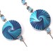 Elegant earrings, polymer clay earrings, Swirl Lentil earrings, blue and turquoise earrings.