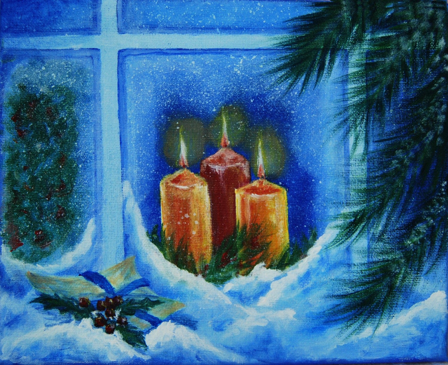 christmas wall art original acrylic painting christmas gift