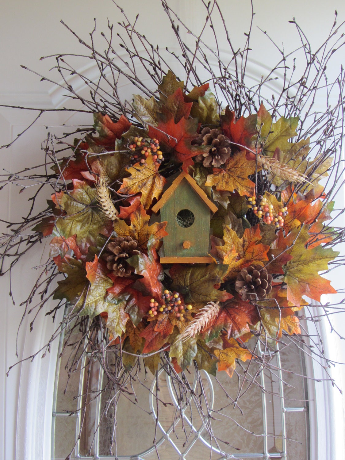 Fall Wreath Autumn Wreath Birdhouse Wreath Door Wreath