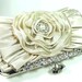 Ivory Floral Bridal Purse Evening Clutch