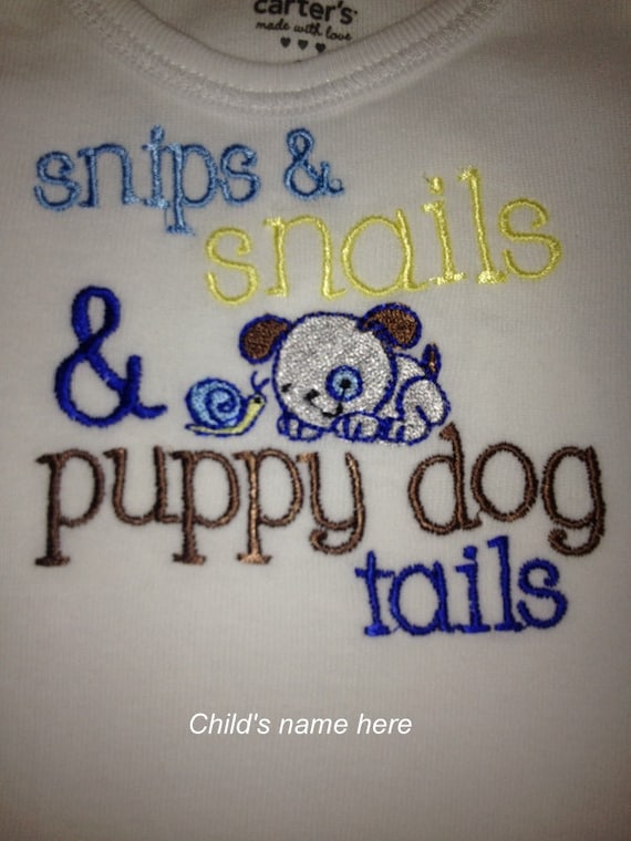Items similar to Snips and snails and puppy dog tails nursery rhyme