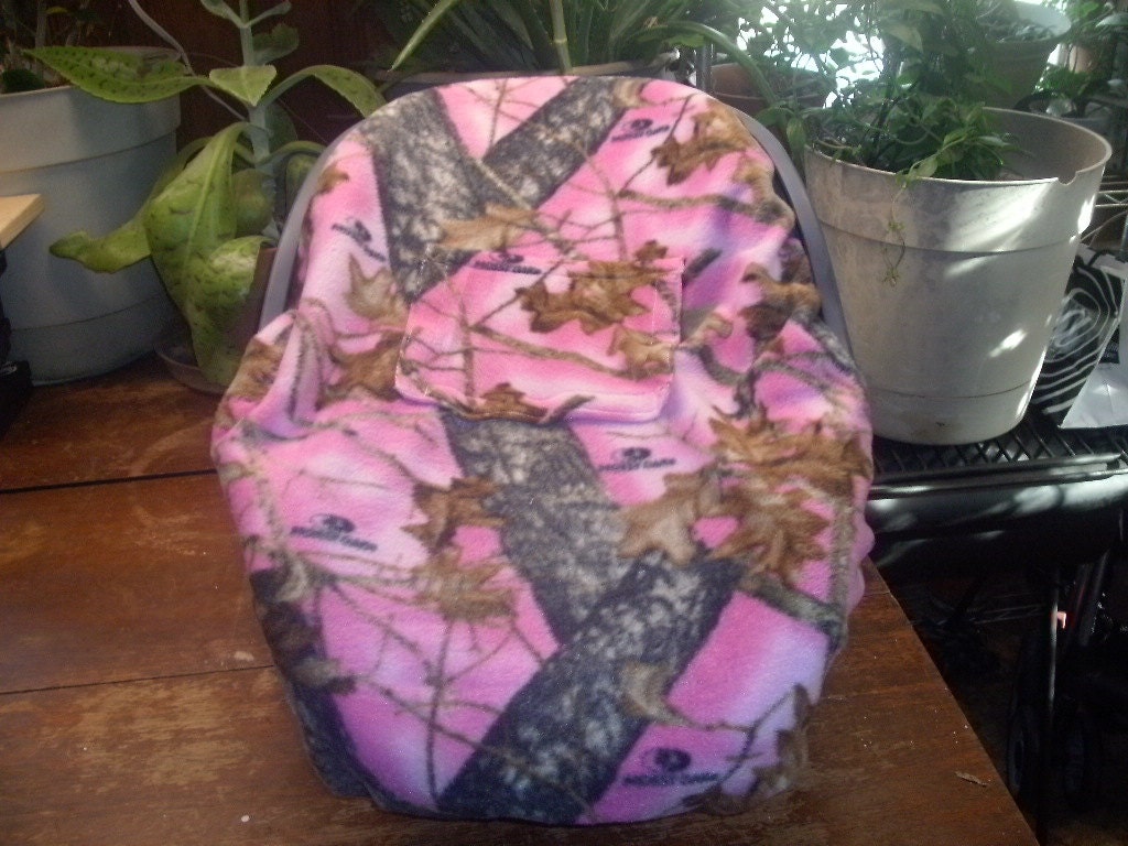 Pink Mossy Oak Fleece Infant Car Seat Cover Baby Gift Shower