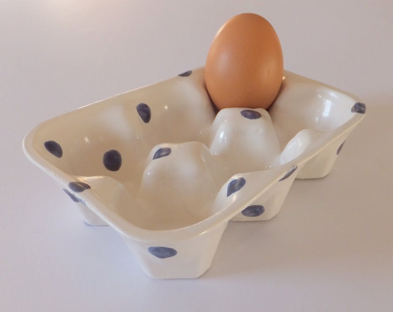 Ceramic pottery egg box egg tray baking kitchenware blue