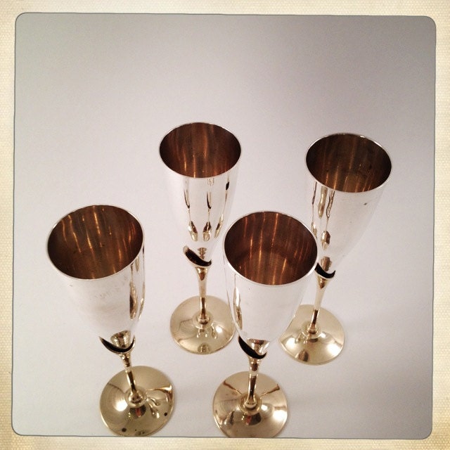 vintage champagne flutes brass and by amysvintagedecorium on Etsy