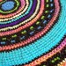 Crochet Rug Reversible Round Yarn Crochet Double Fringe Bright and Black Accent Rug Ready to Ship