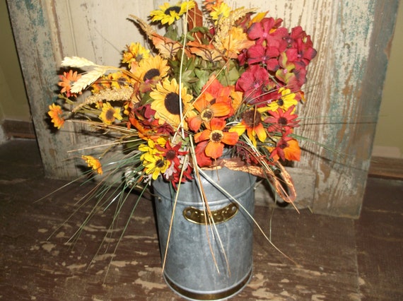 OPENING SALE Fall Florals in Milk Jug by ChixCoopAntiques