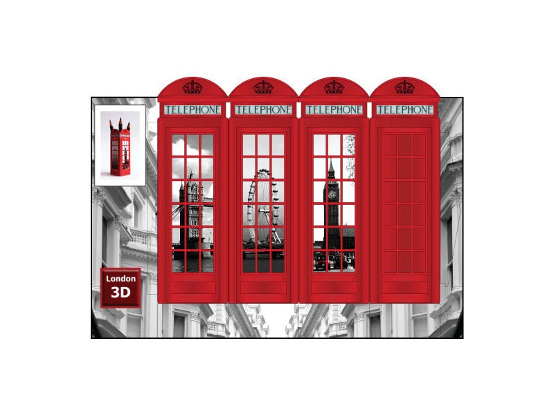 Set of 5 Red Telephone Kiosk Box  by PaperImaginationShop 