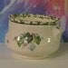 Medium white with green accent with ivy and tiny flowers African Violet planter, pot