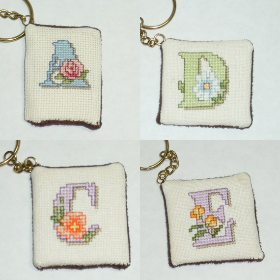 Initial Cross Stitch Key Chains