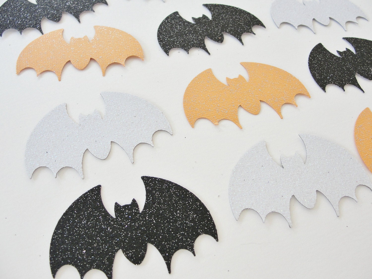 Halloween Bat Cutouts Black White Orange Glitter Bats Paper