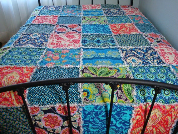 KING size Quilt Rag Patchwork Bed Quilt MODERN Fabrics