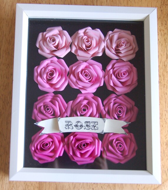 Handmade Cardstock Paper Rose Shadowbox by RandomaliaDesigns