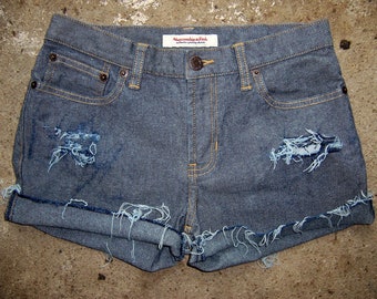 Abercrombie and Fitch Cut Off Blue Jean Short Shorts size 0