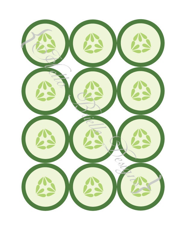 Spa Party Printable Cucumber Tags Instant Digital Download